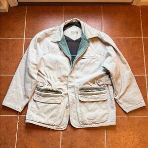 The Territory Ahead off white Jacket with Teal Details. Vintage, all cotton
